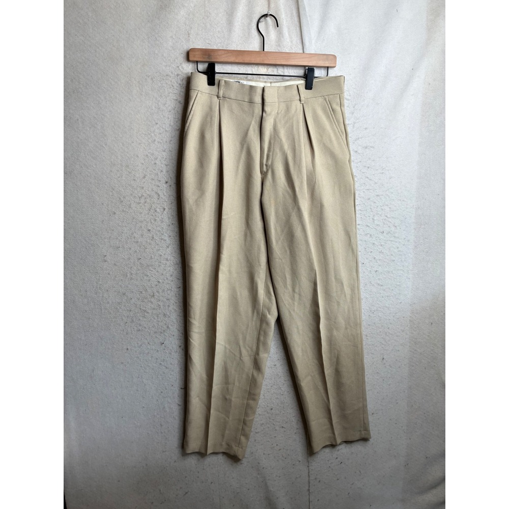 City Streets Mens Tan Pleated Dress Pants Beige Trousers W30 L29 Made in USA